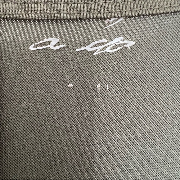 Alya Trapeze Tank Dress Floral Embroidered Neckline  Sleeveless Olive Green L‎ - Picture 4 of 4